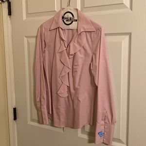 Brooks Brothers ruffle button down pink size 4 like new